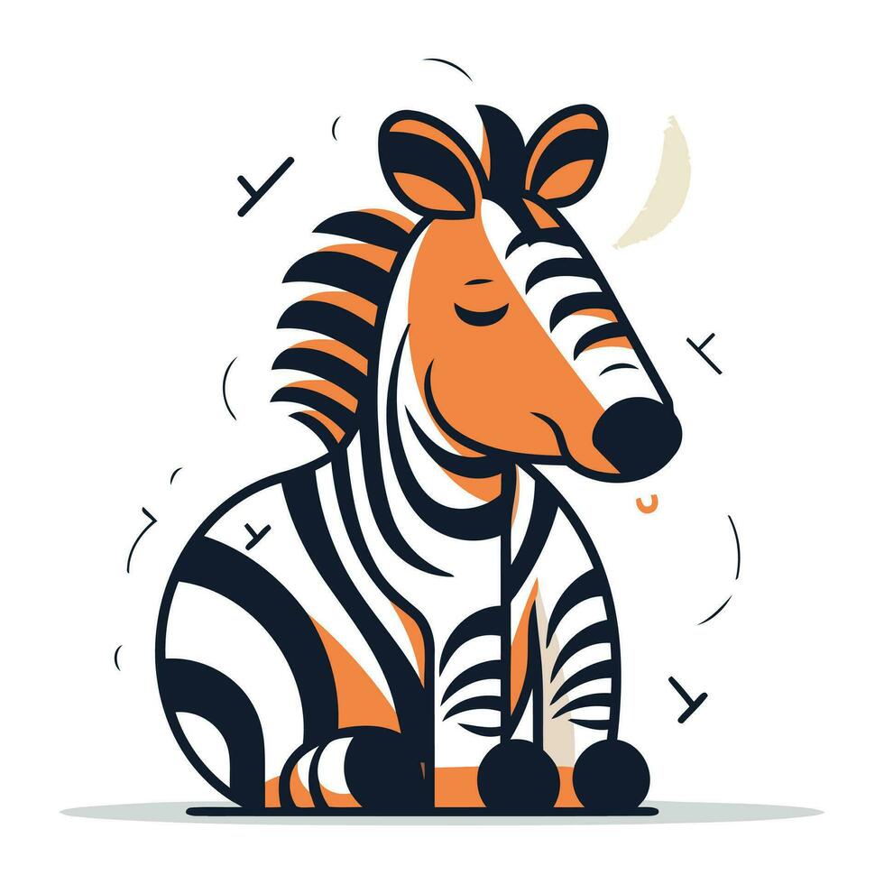 zebra. vettore illustrazione nel piatto cartone animato stile. isolato su bianca sfondo.