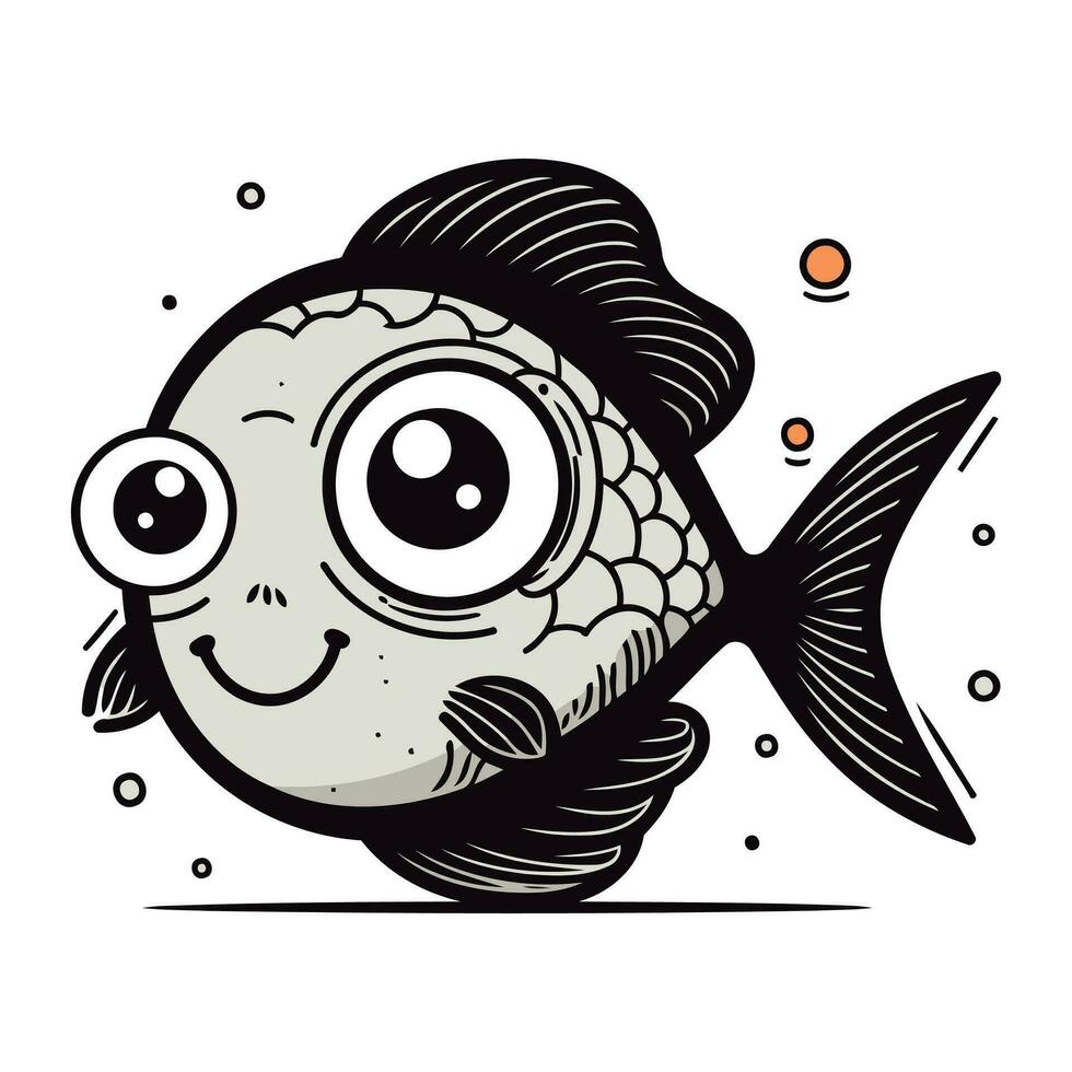 carino cartone animato pesce. vettore illustrazione isolato su un' bianca sfondo.