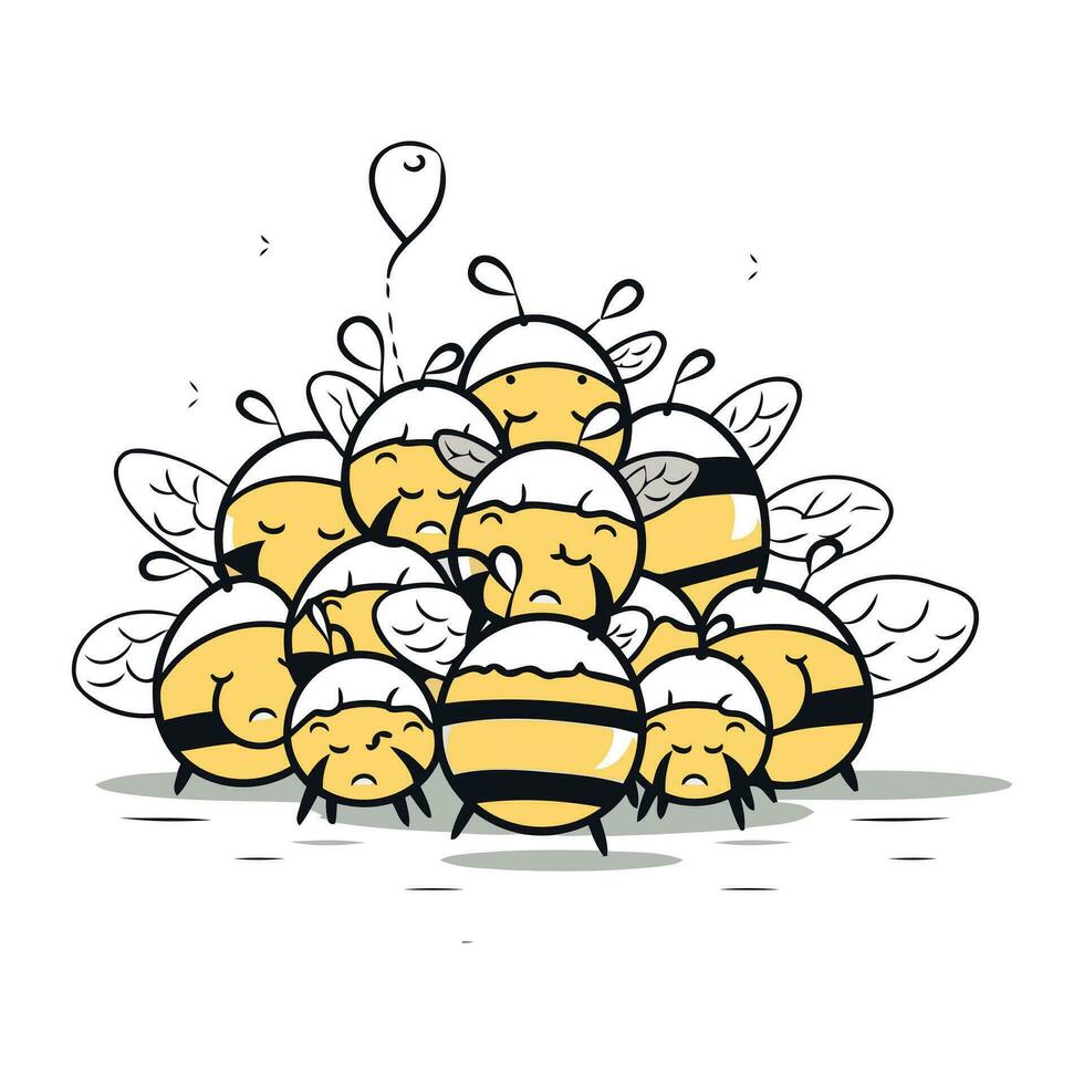 cartone animato ape con triste facce. vettore illustrazione di un' gruppo di api.