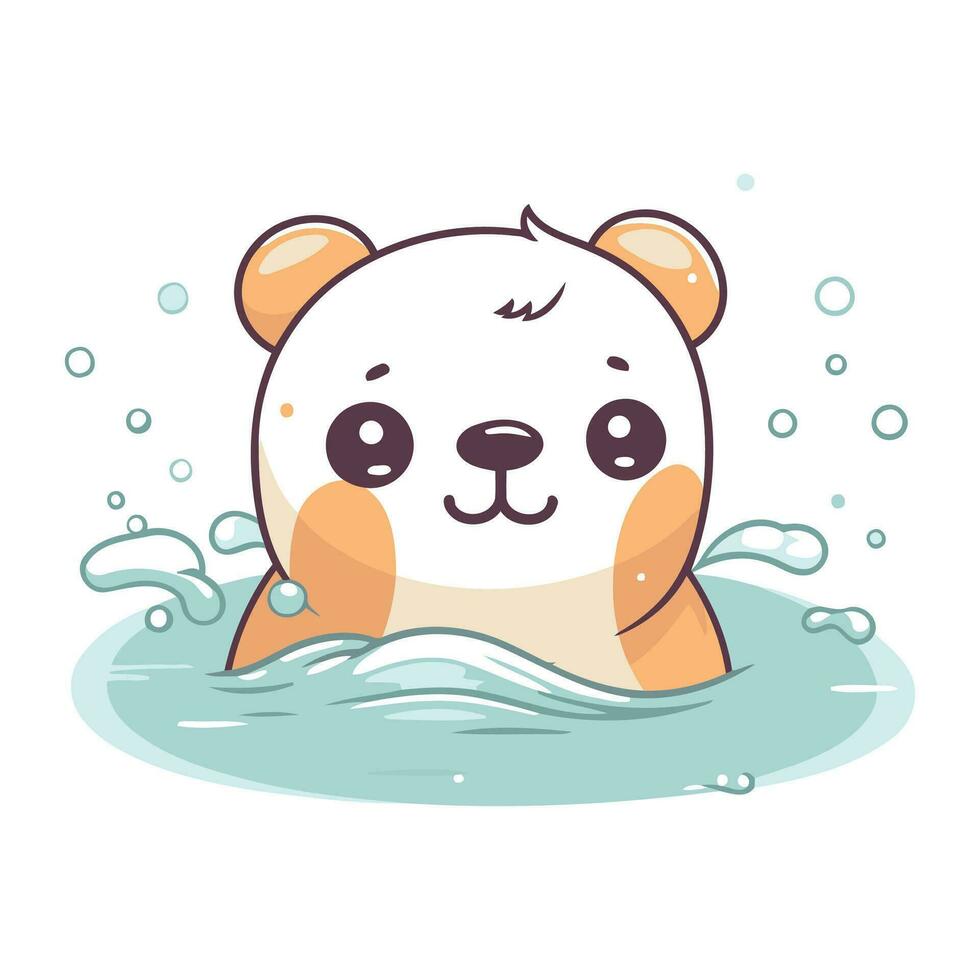 carino cartone animato panda nuoto nel il acqua. vettore illustrazione.