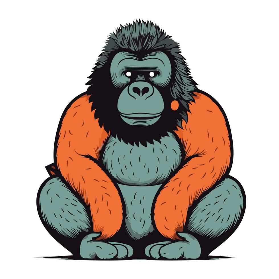 gorilla seduta su il pavimento. vettore illustrazione per il tuo design