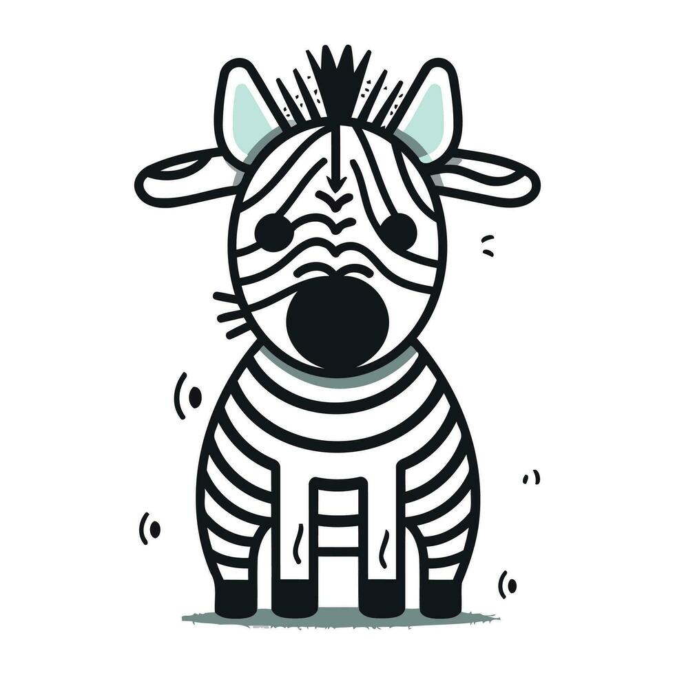 zebra icona. carino zebra isolato su bianca sfondo. vettore illustrazione.