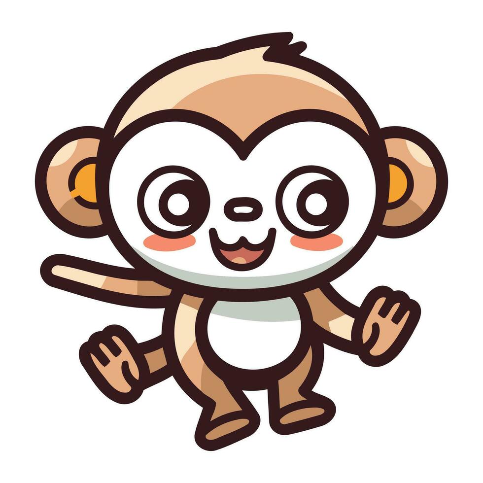 carino cartone animato scimmia isolato su bianca sfondo. vettore illustrazione di carino scimmia.