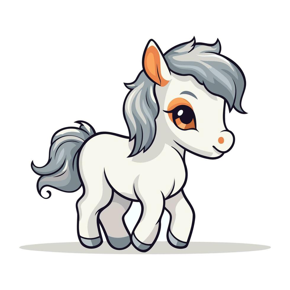carino cartone animato pony isolato su un' bianca sfondo. vettore illustrazione.