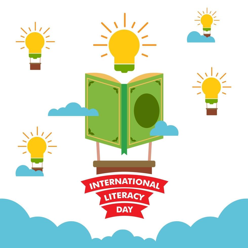 illustrazione della giornata internazionale dell'alfabetizzazione. disegno dell'illustrazione del libro vettore
