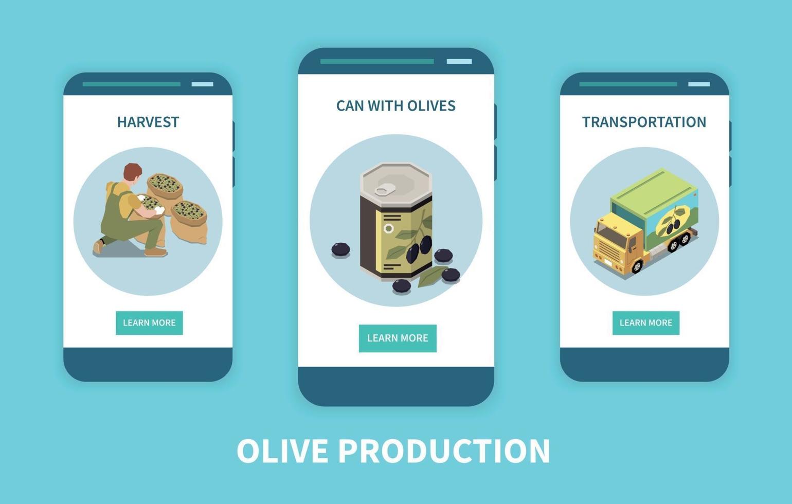 banner verticali di produzione di olive vettore