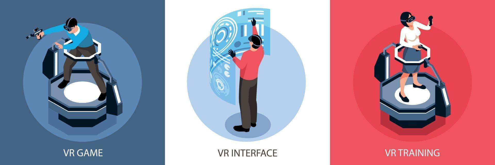 concetto di design isometrico di realtà virtuale vettore