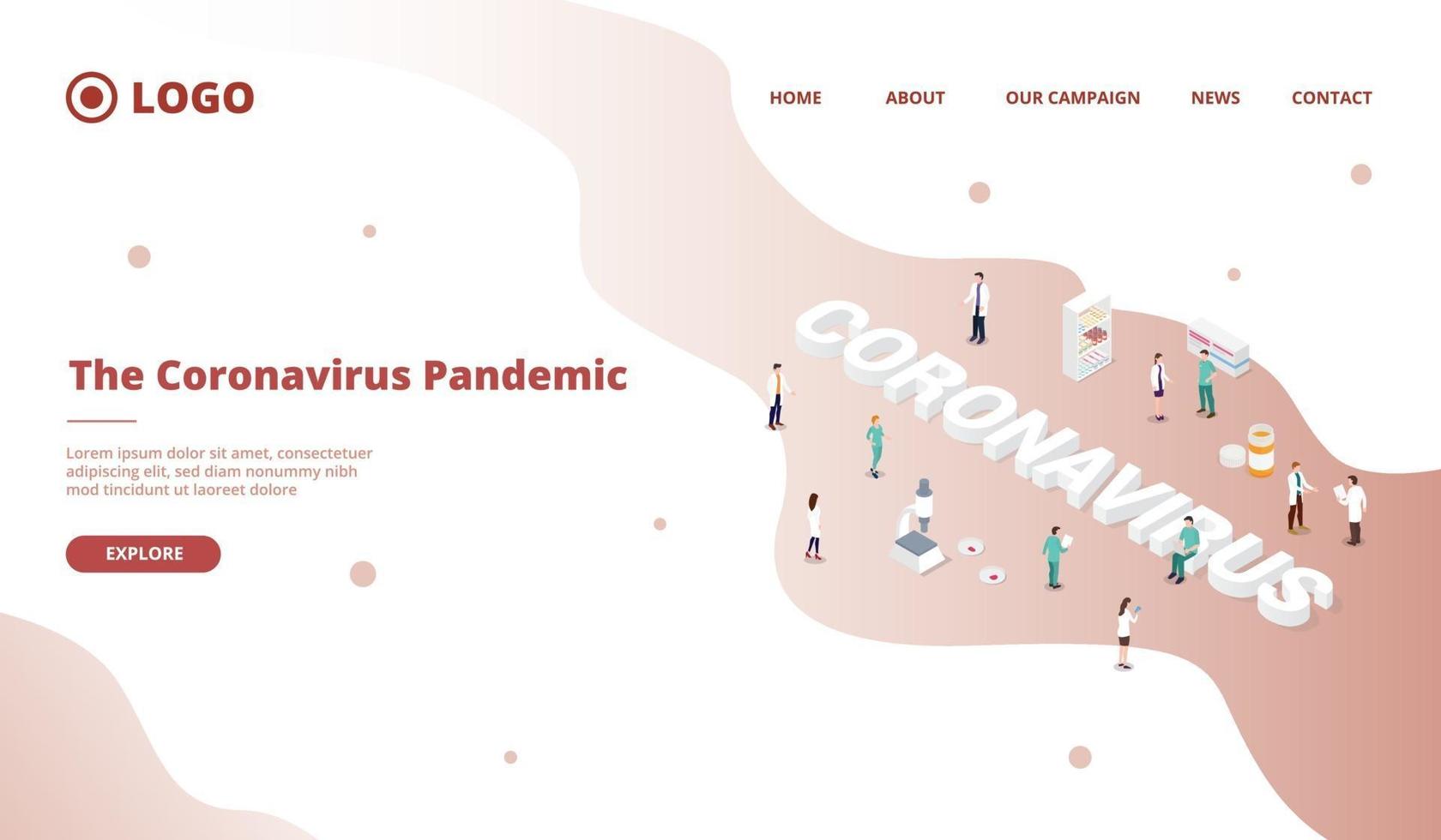 malattia di coronavirus covid-19 per il modello di sito web vettore