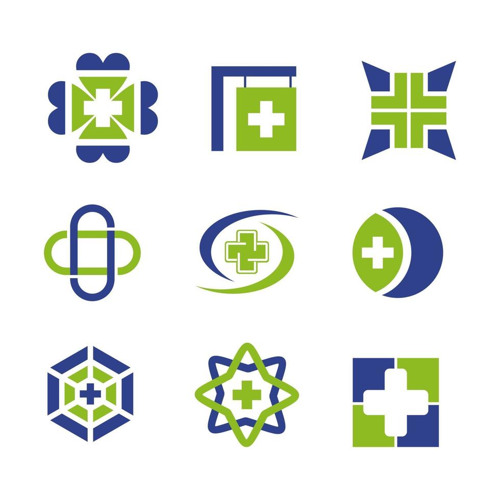 semplice set pack design del logo medico e sanitario vettore