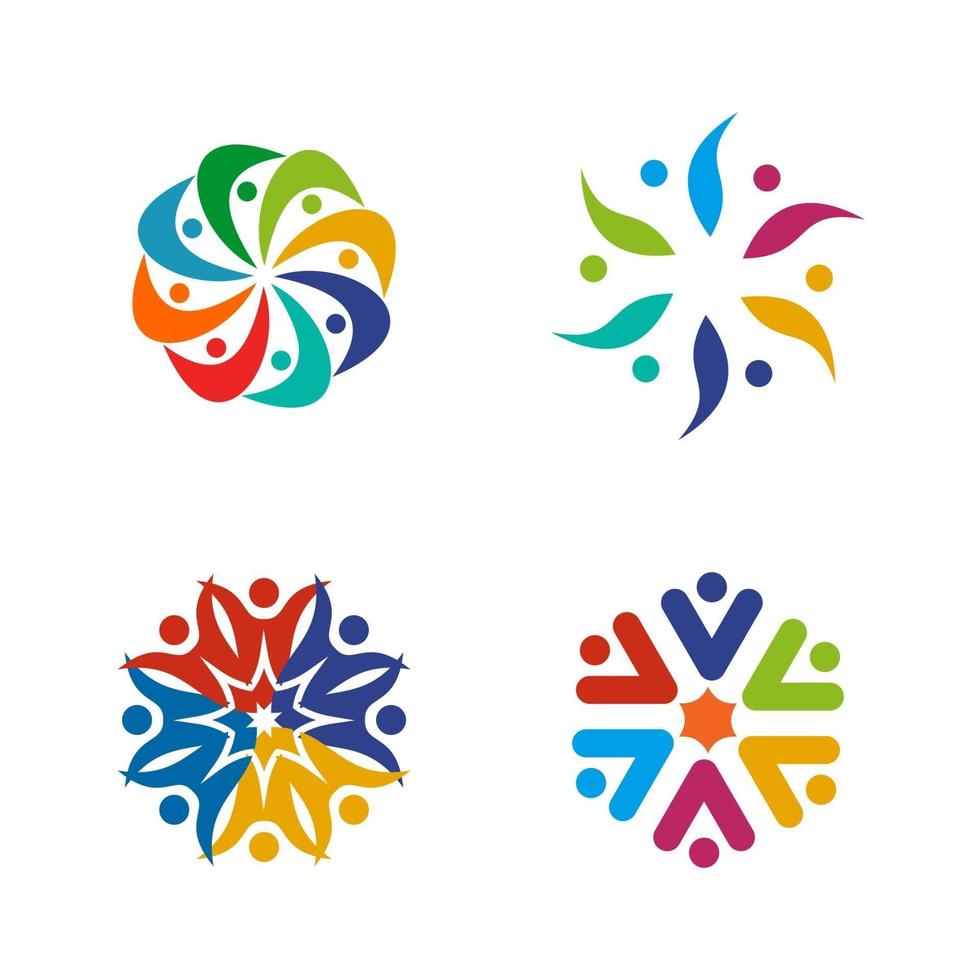 comunità, adozione, cura, design del logo del lavoro di squadra vettore
