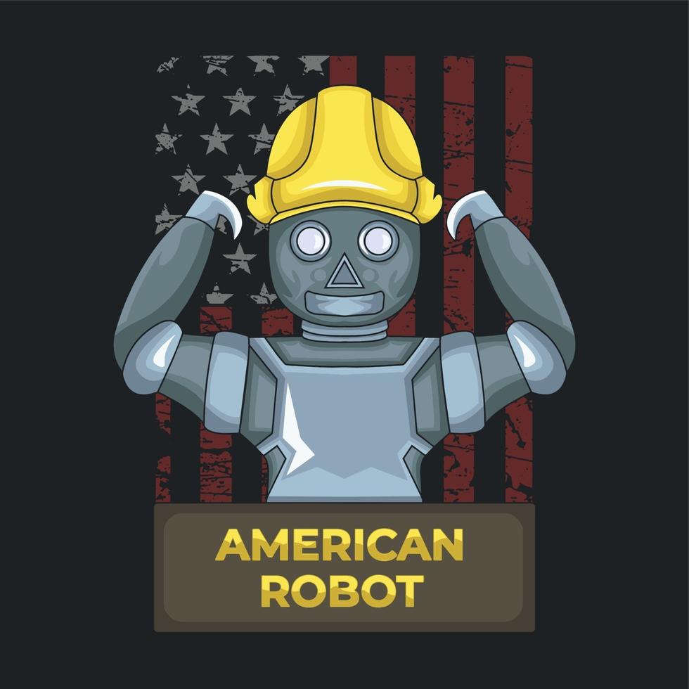robot americano con casco giallo vettore