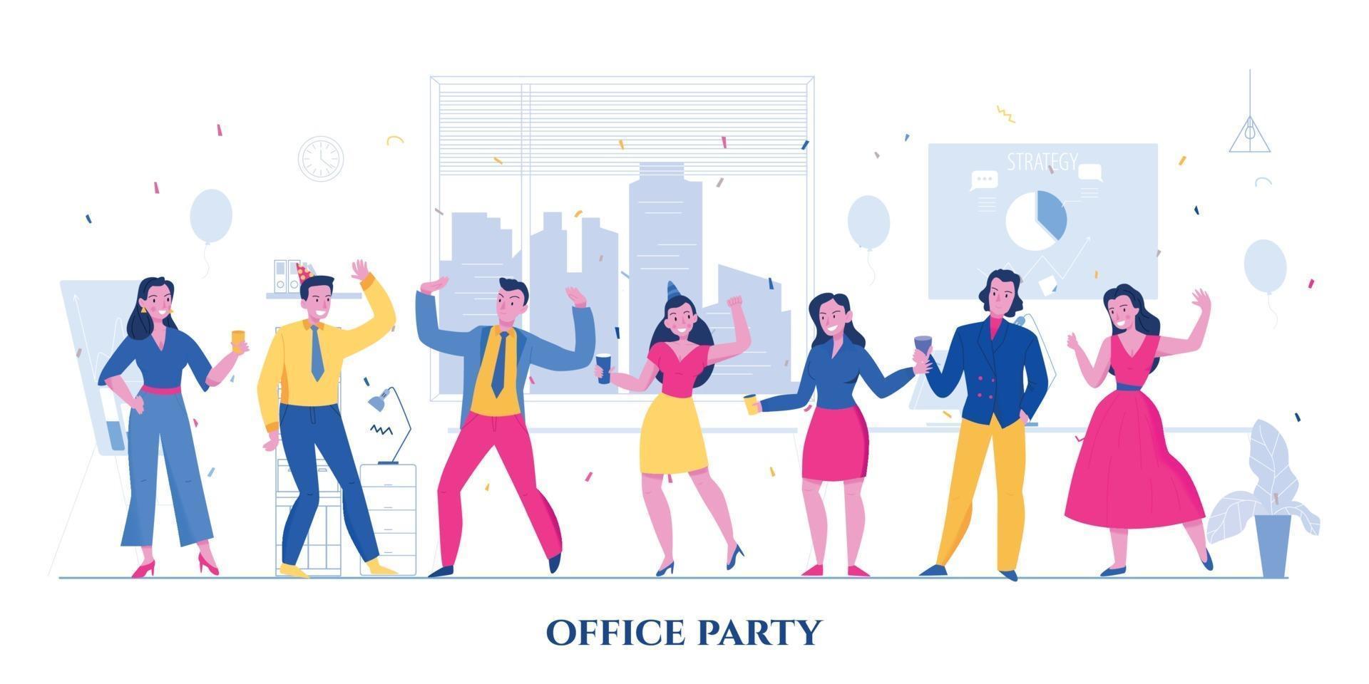 illustrazione di una festa in ufficio vettore