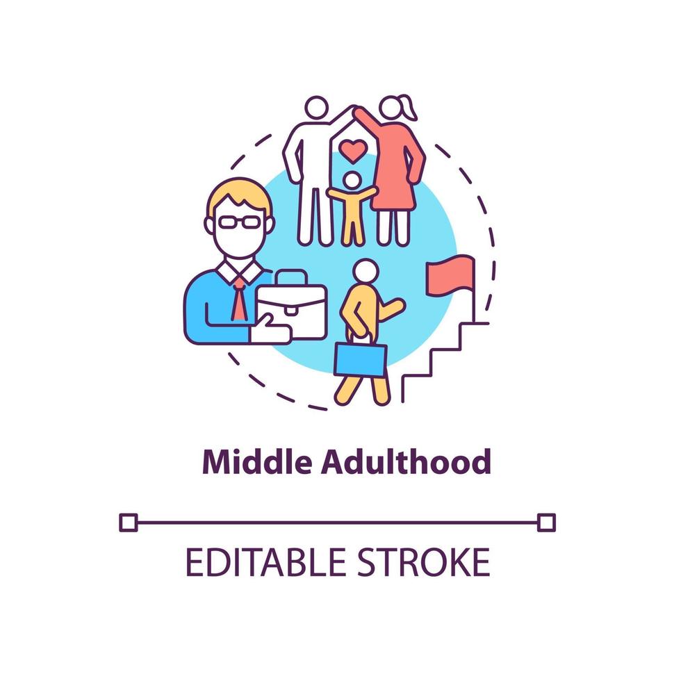 icona del concetto di mezza età vettore