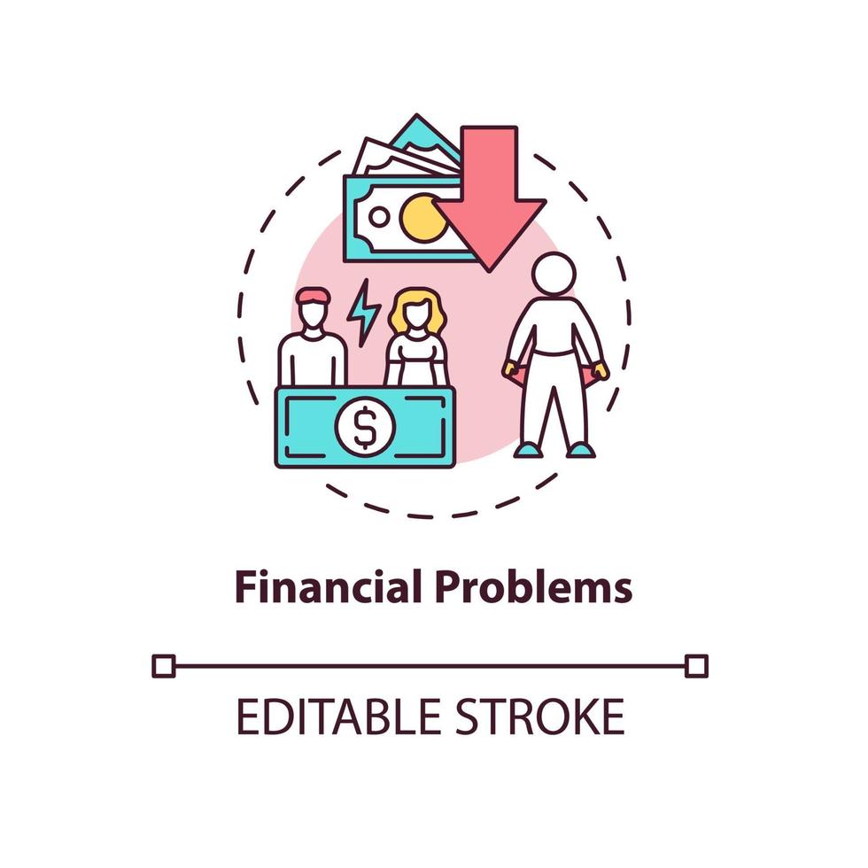 icona del concetto di problema finanziario vettore