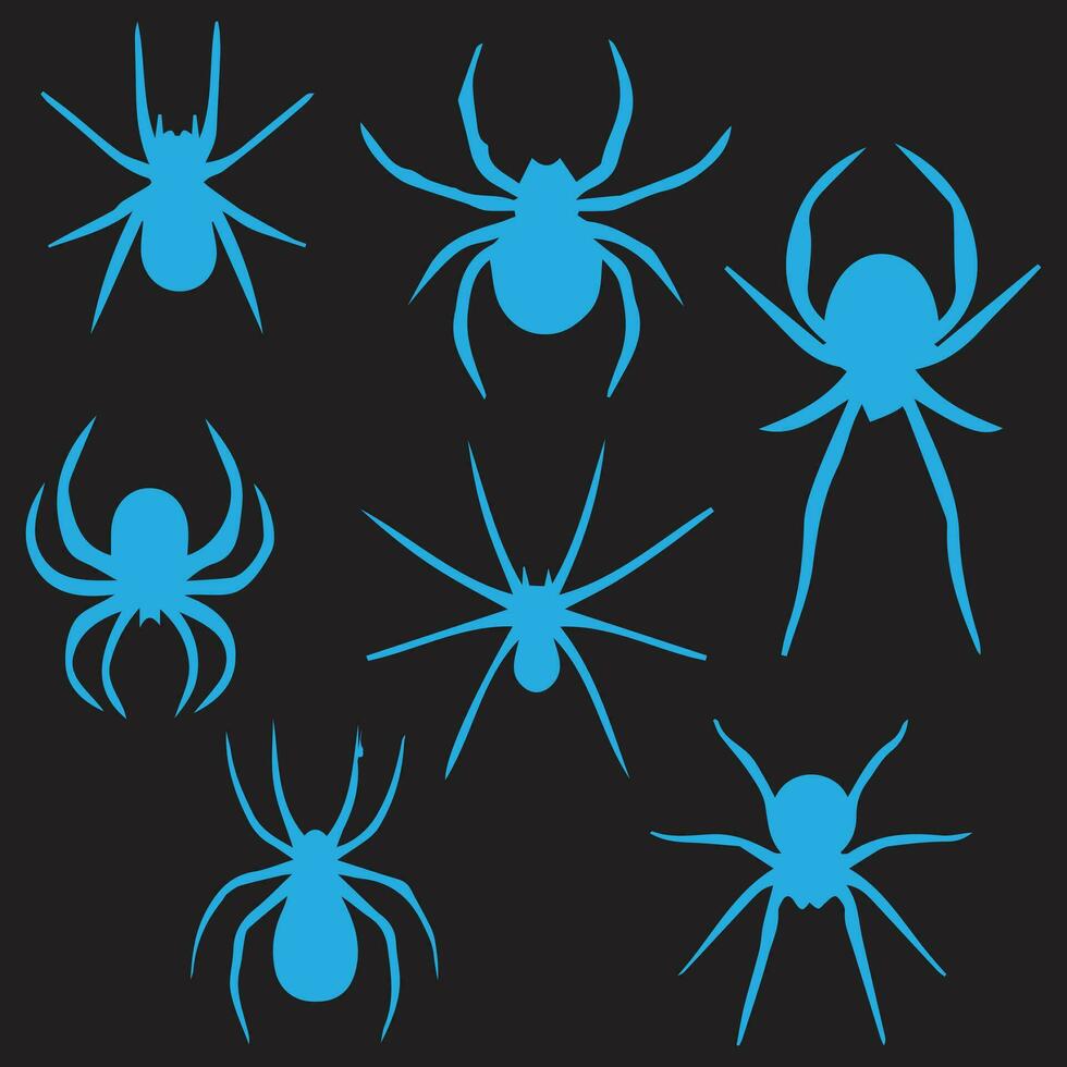 ragno ragnatela impostato isolato su buio sfondo. spaventoso Halloween ragnatele con ragni. schema vettore illustrazione