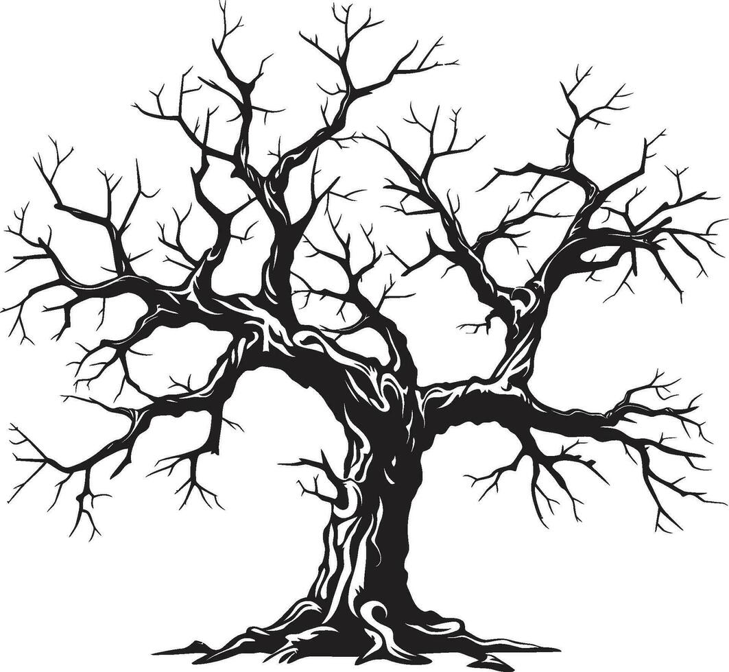 volte abbraccio un' senza vita albero nel nero monocromatico secco maestà monocromatico raffigurazione di un' morto albero vettore