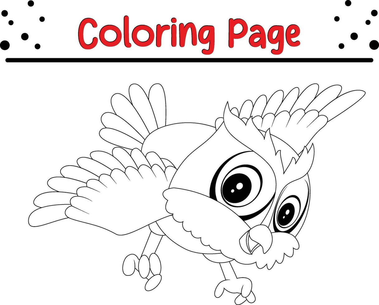 carino gufo colorazione pagina per bambini vettore