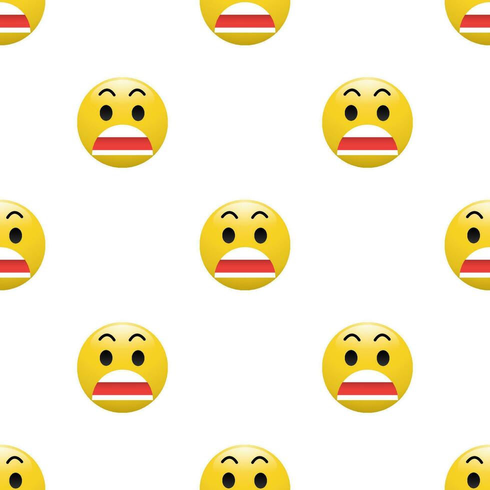 giallo testa emoticon icona con facciale espressioni, senza soluzione di continuità modello su bianca sfondo. vettore