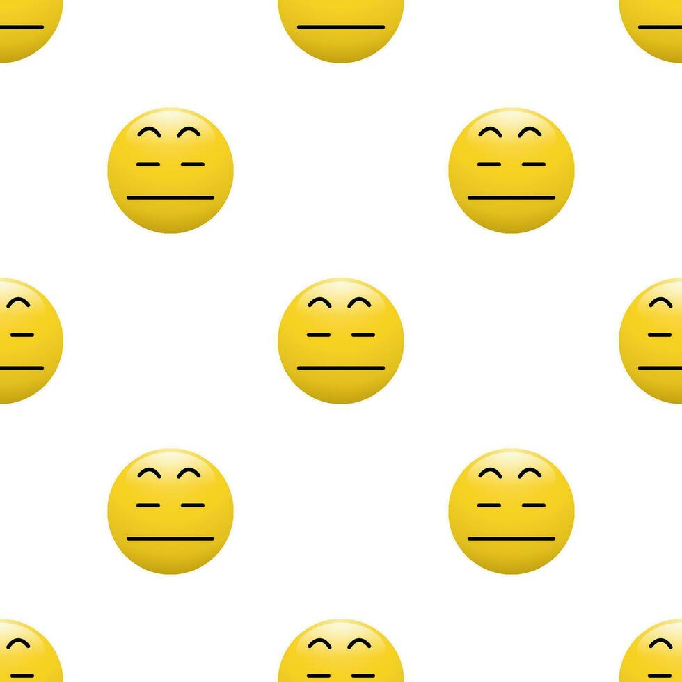 giallo testa emoticon icona con facciale espressioni, senza soluzione di continuità modello su bianca sfondo. vettore