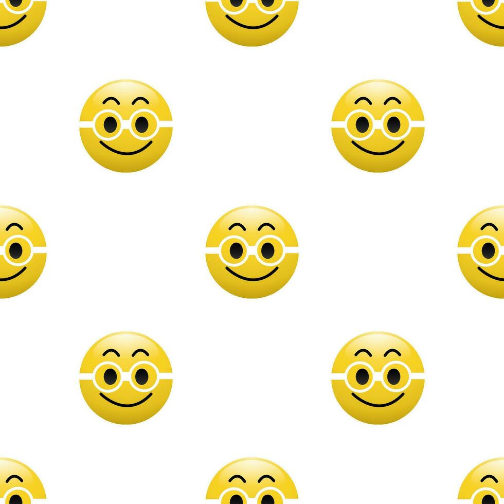 giallo testa emoticon icona con facciale espressioni, senza soluzione di continuità modello su bianca sfondo. vettore