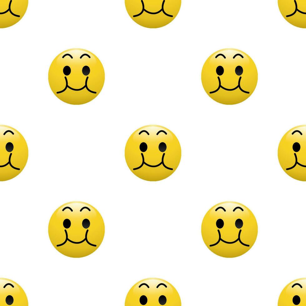 giallo testa emoticon icona con facciale espressioni, senza soluzione di continuità modello su bianca sfondo. vettore