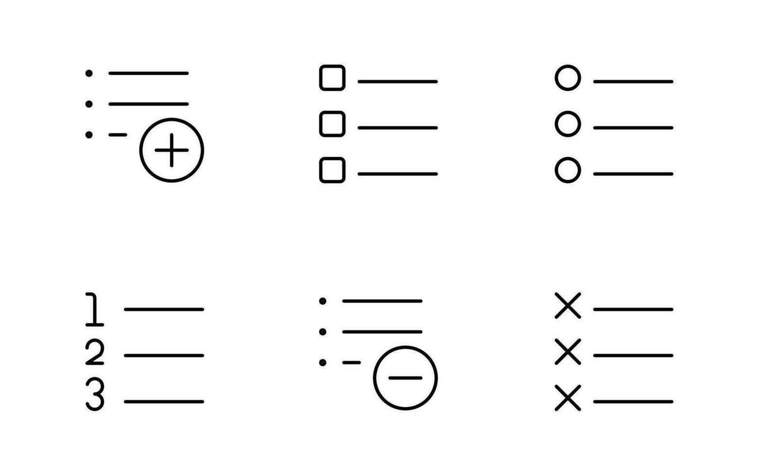 checklis appunti vettore icone. numerico elenco schema isolato su bianca sfondo. clip tavola o tampone simbolo. completare documento pagina, qualità test marchio. sito web azione illustrazione ragnatela, mobile, ui