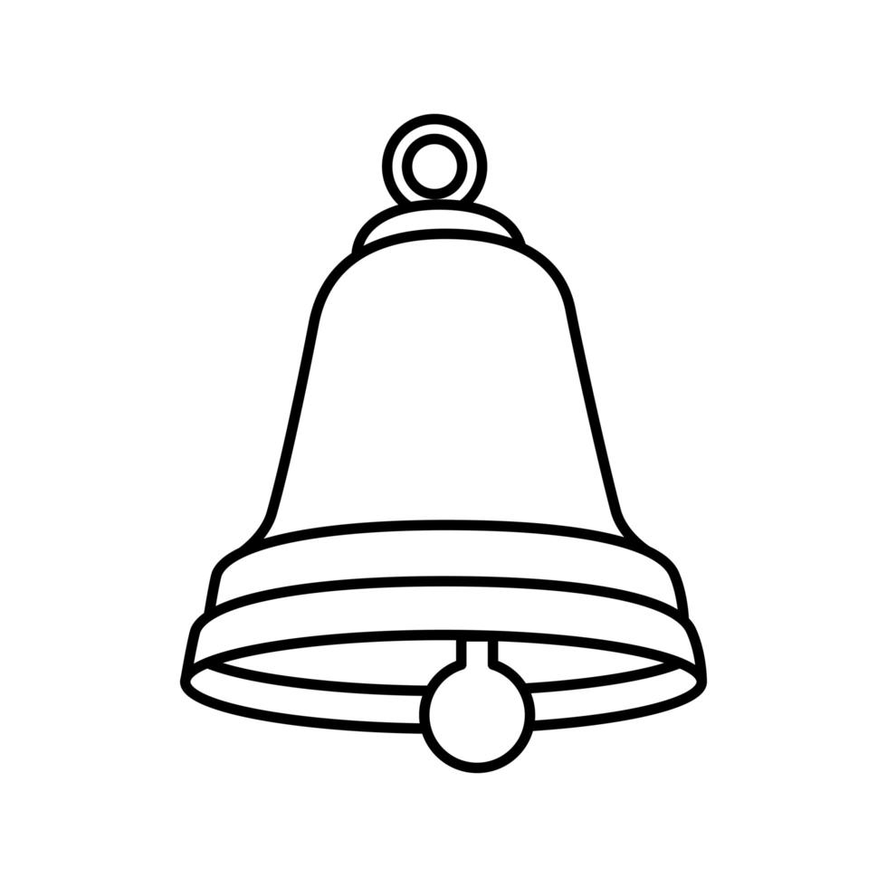 icona di stile della linea della decorazione di natale della campana vettore
