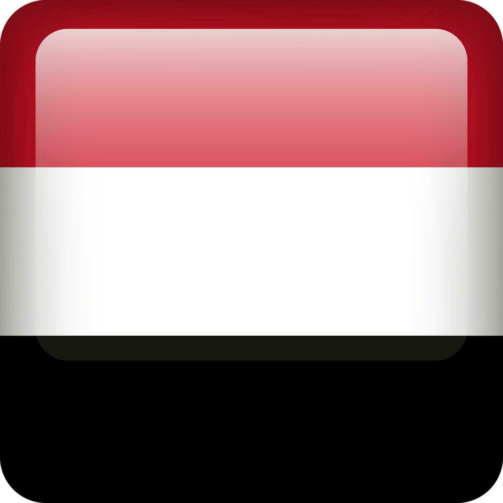 3d vettore yemen bandiera lucido pulsante. yemenita nazionale emblema. piazza icona con bandiera di yemen