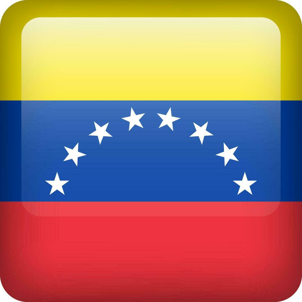 3d vettore Venezuela bandiera lucido pulsante. venezuelano nazionale emblema. piazza icona con bandiera di Venezuela.