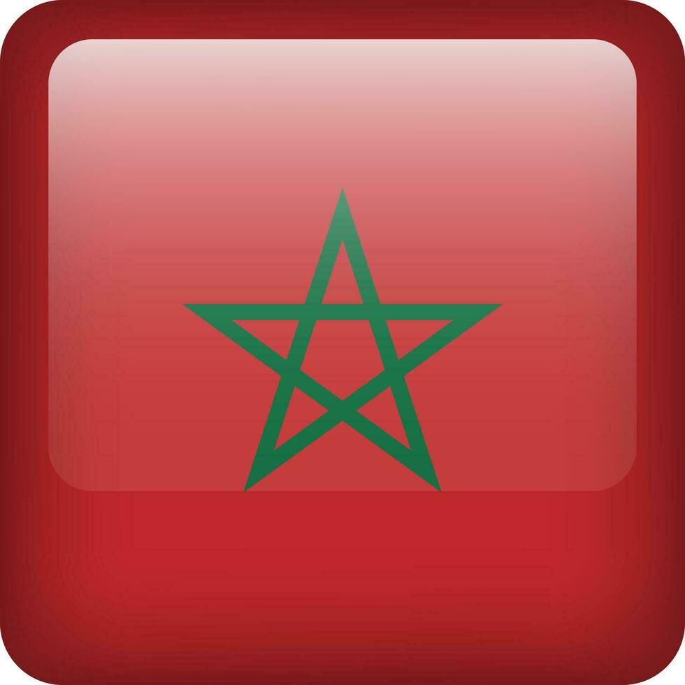 3d vettore Marocco bandiera lucido pulsante. marocchino nazionale emblema. piazza icona con bandiera di Marocco.