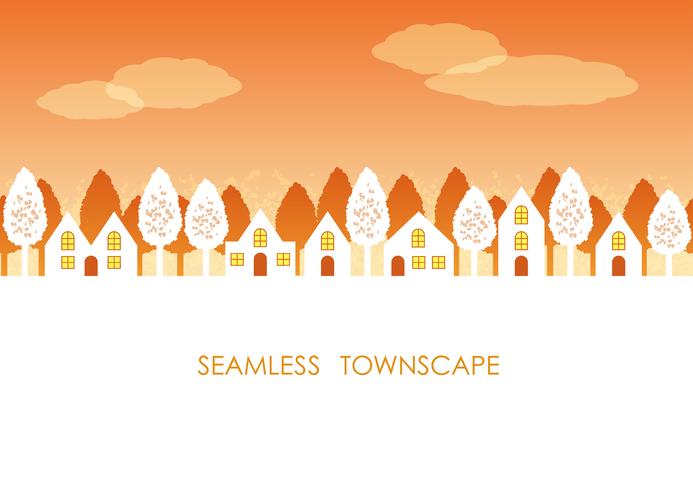 Townscape senza soluzione di continuità, illustrazione vettoriale. vettore