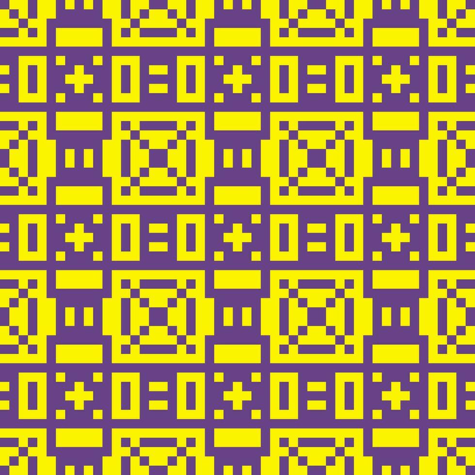 un' pixelated modello con giallo e viola piazze vettore