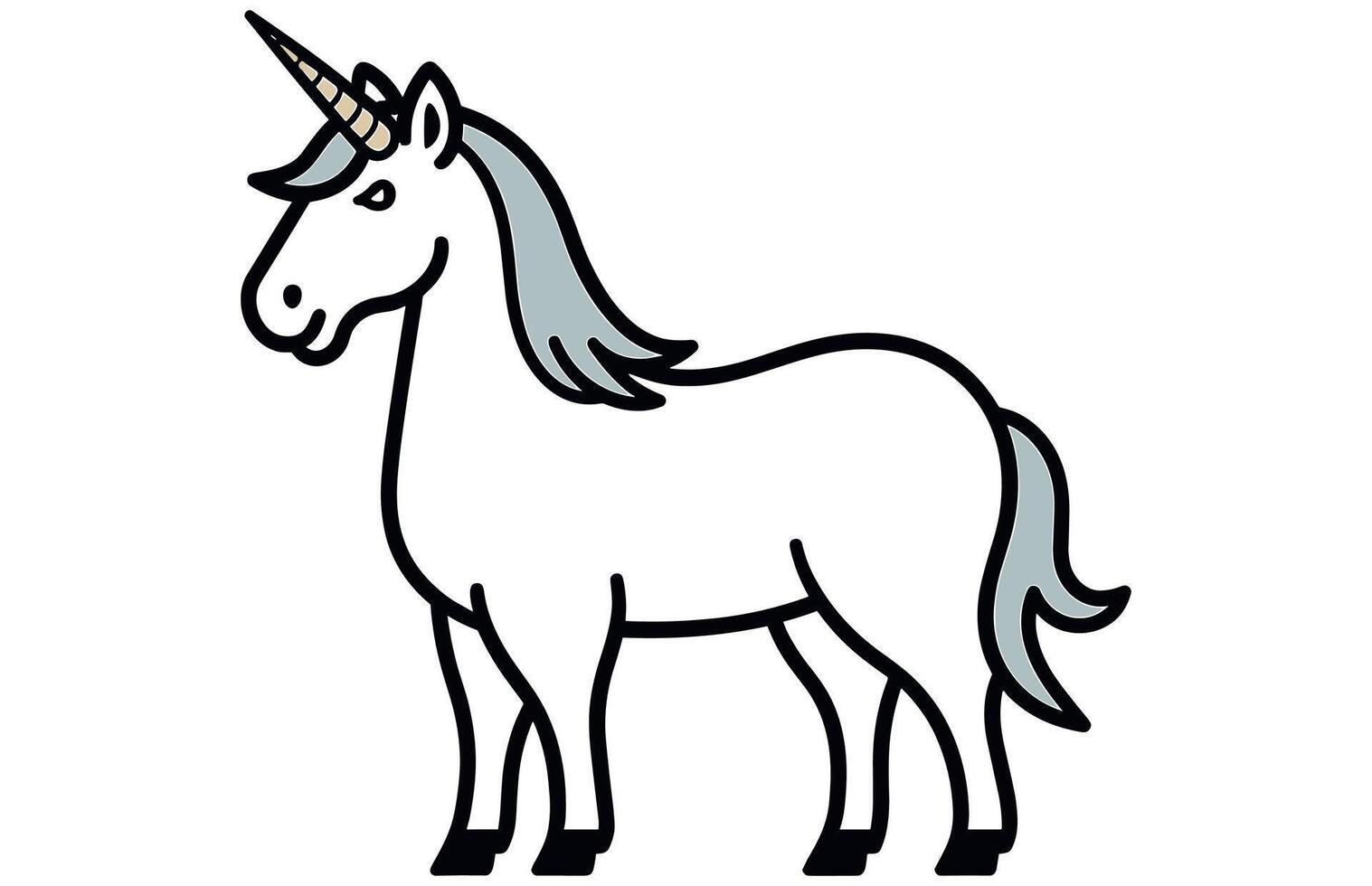 unicorno - schema icona - pixel Perfetto, vettore carino unicorno icona isolato, cartone animato, illustrazione.