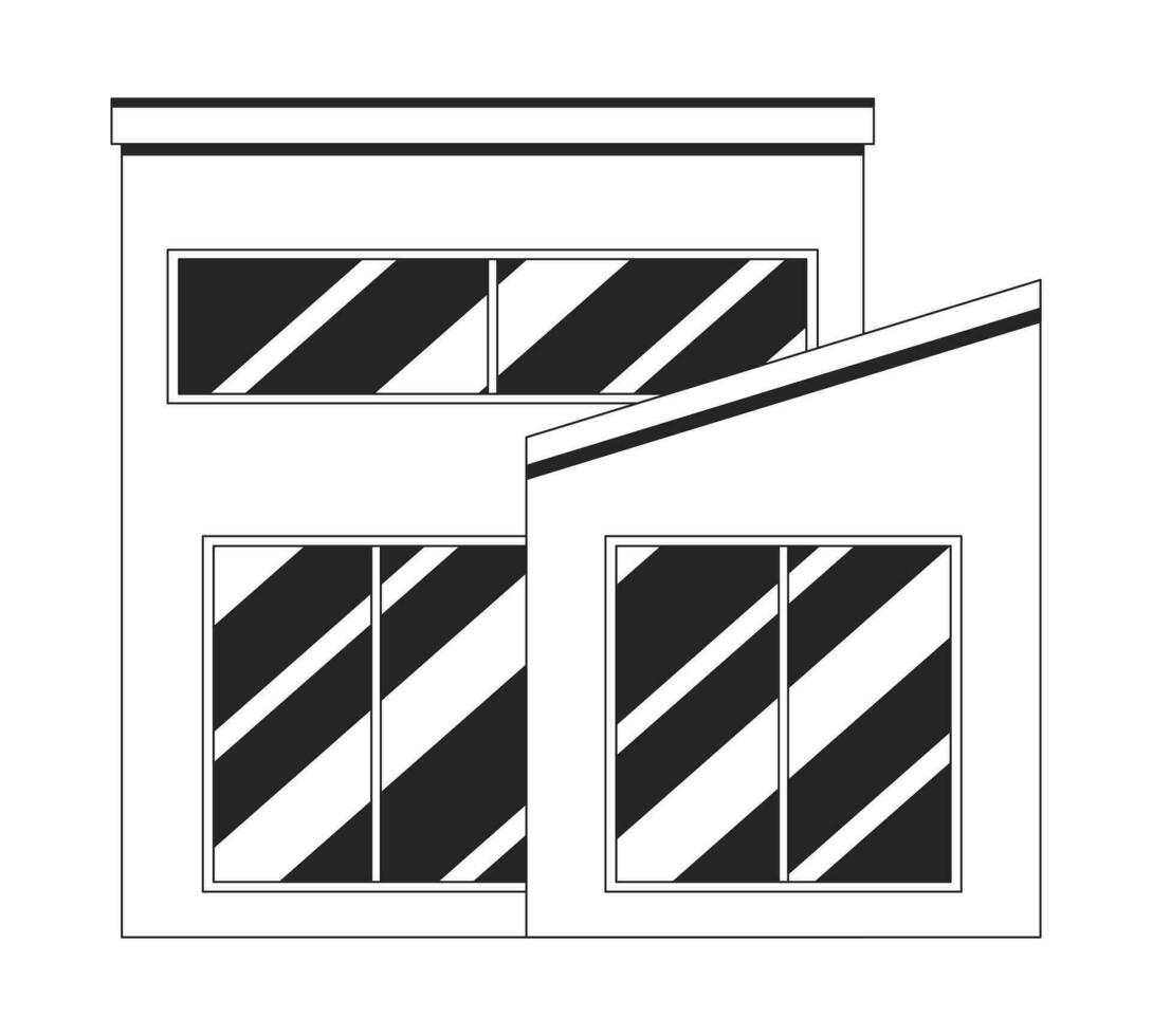 indipendente, autonomo I negozi esterno nero e bianca 2d linea cartone animato oggetto. bar caffè negozio edifici isolato vettore schema elemento. forno esterno. Al dettaglio shopping monocromatico piatto individuare illustrazione