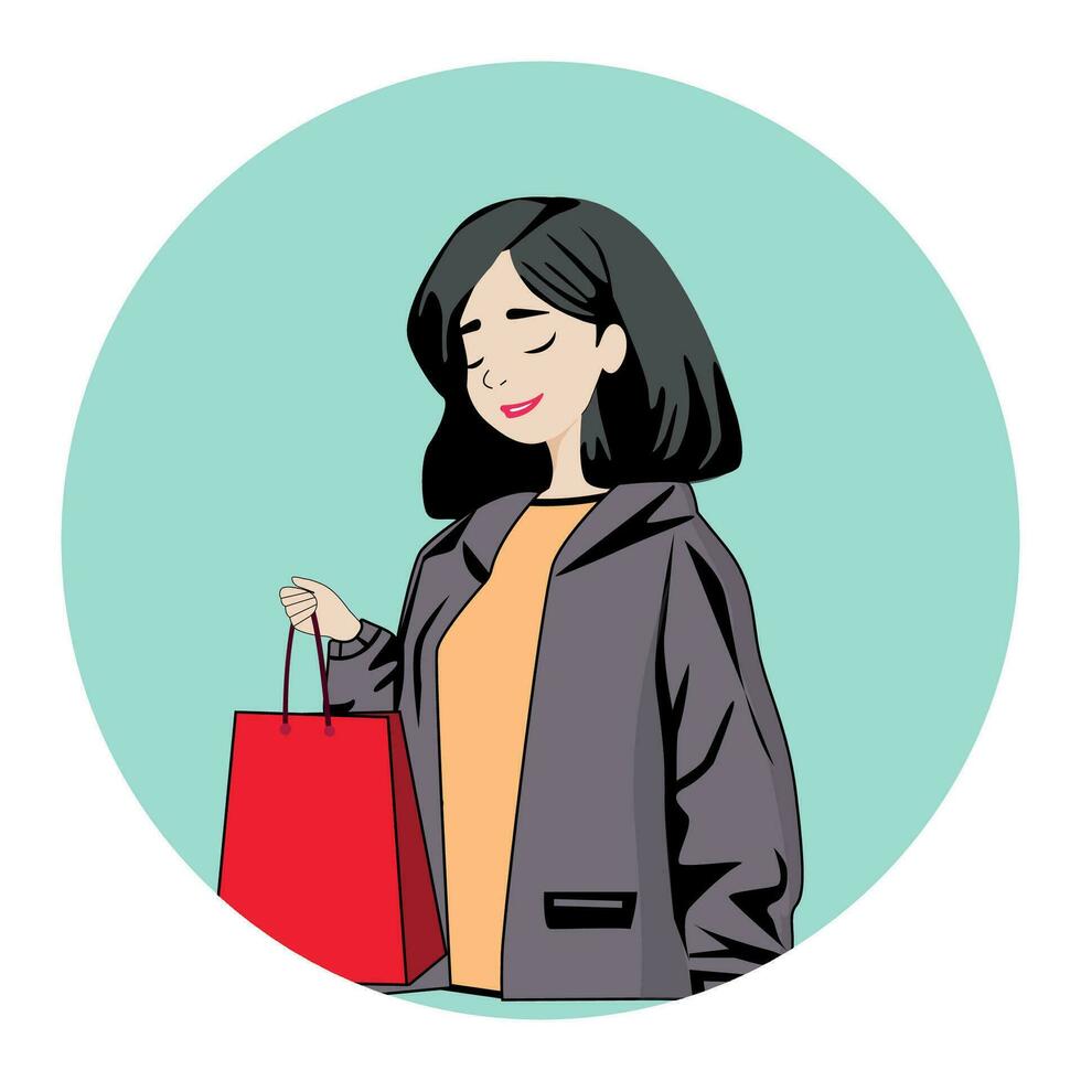 vettore illustrazione di un' ragazza su shopping