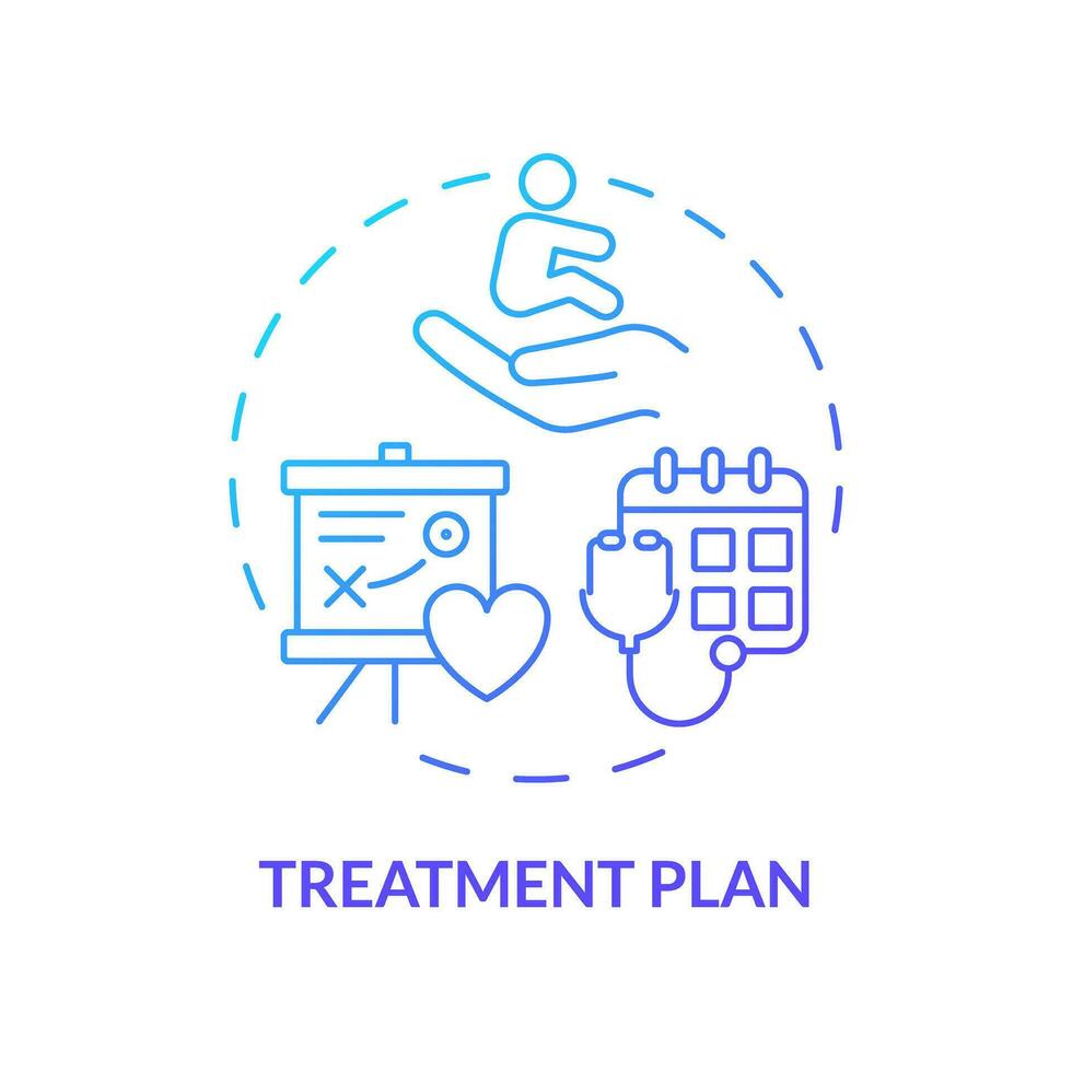 trattamento Piano blu pendenza concetto icona. corso di azione. medico intervento. malattia gestione. pediatrico paziente astratto idea magro linea illustrazione. isolato schema disegno vettore