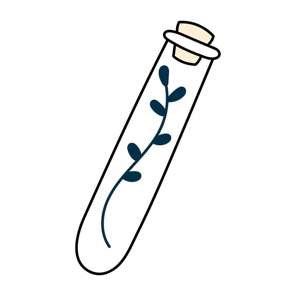 carino scarabocchio illustrazione nel piatto stile, secco erbe aromatiche nel bicchiere borraccia isolato su bianca sfondo. strega Oggetti, stregoneria. vettore