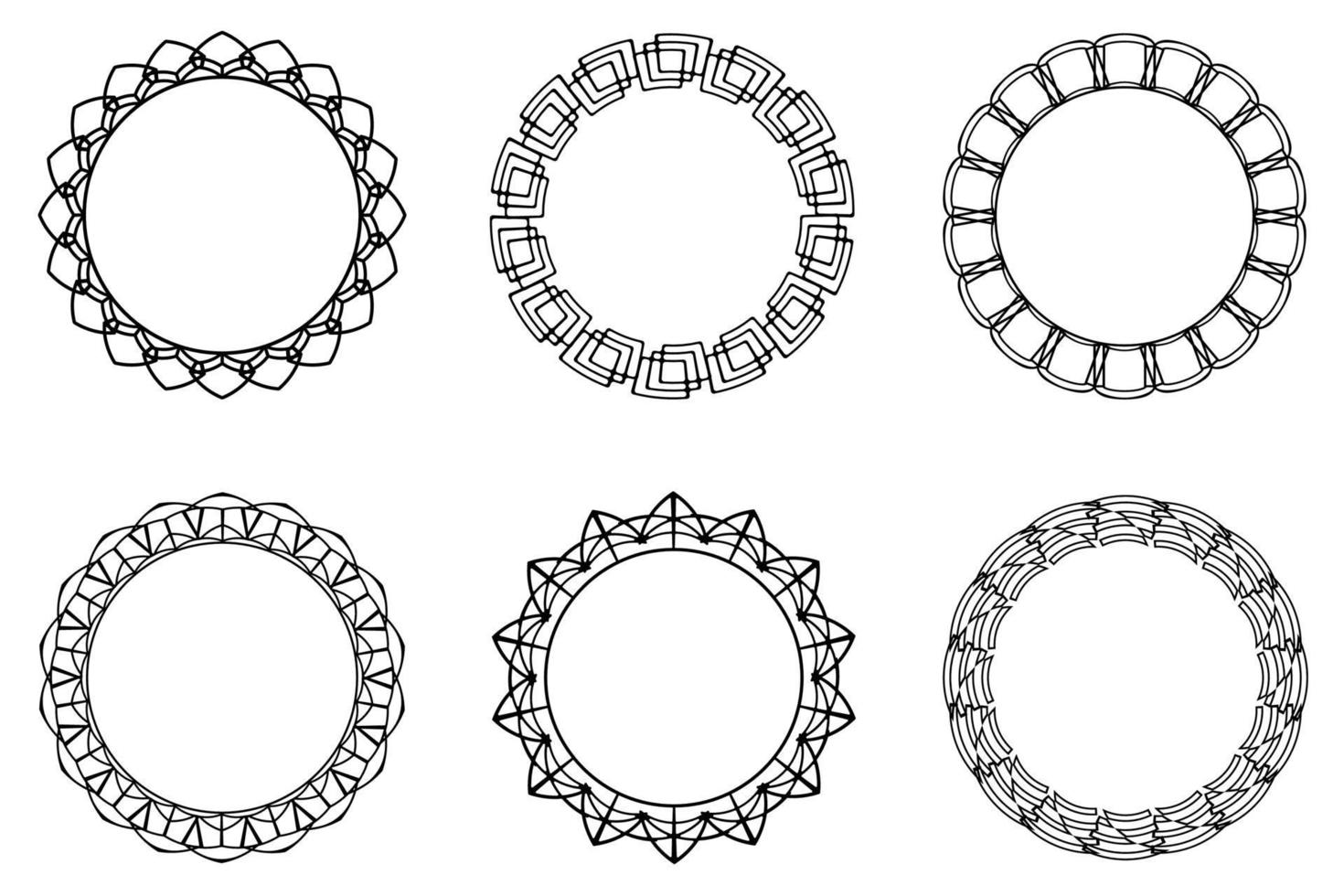 set di cornici astratte, collezione di cornici ornate lineari nere. vettore