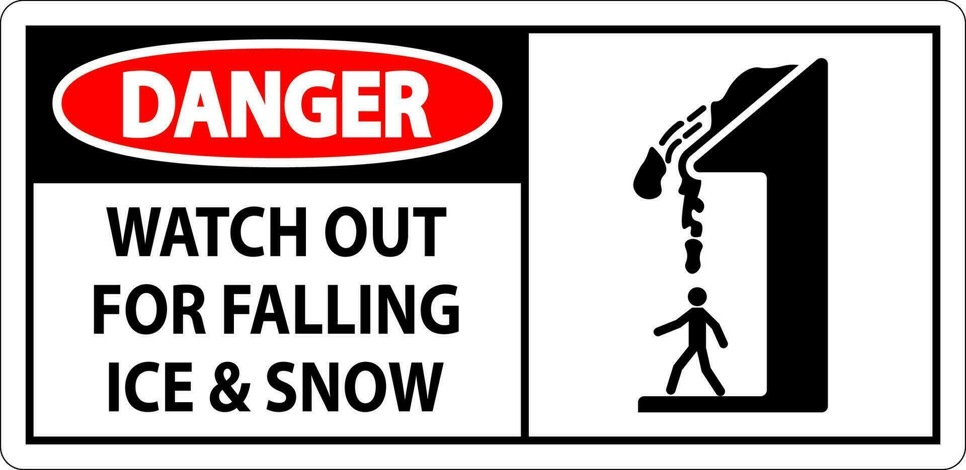 Pericolo cartello orologio su per caduta ghiaccio e neve vettore