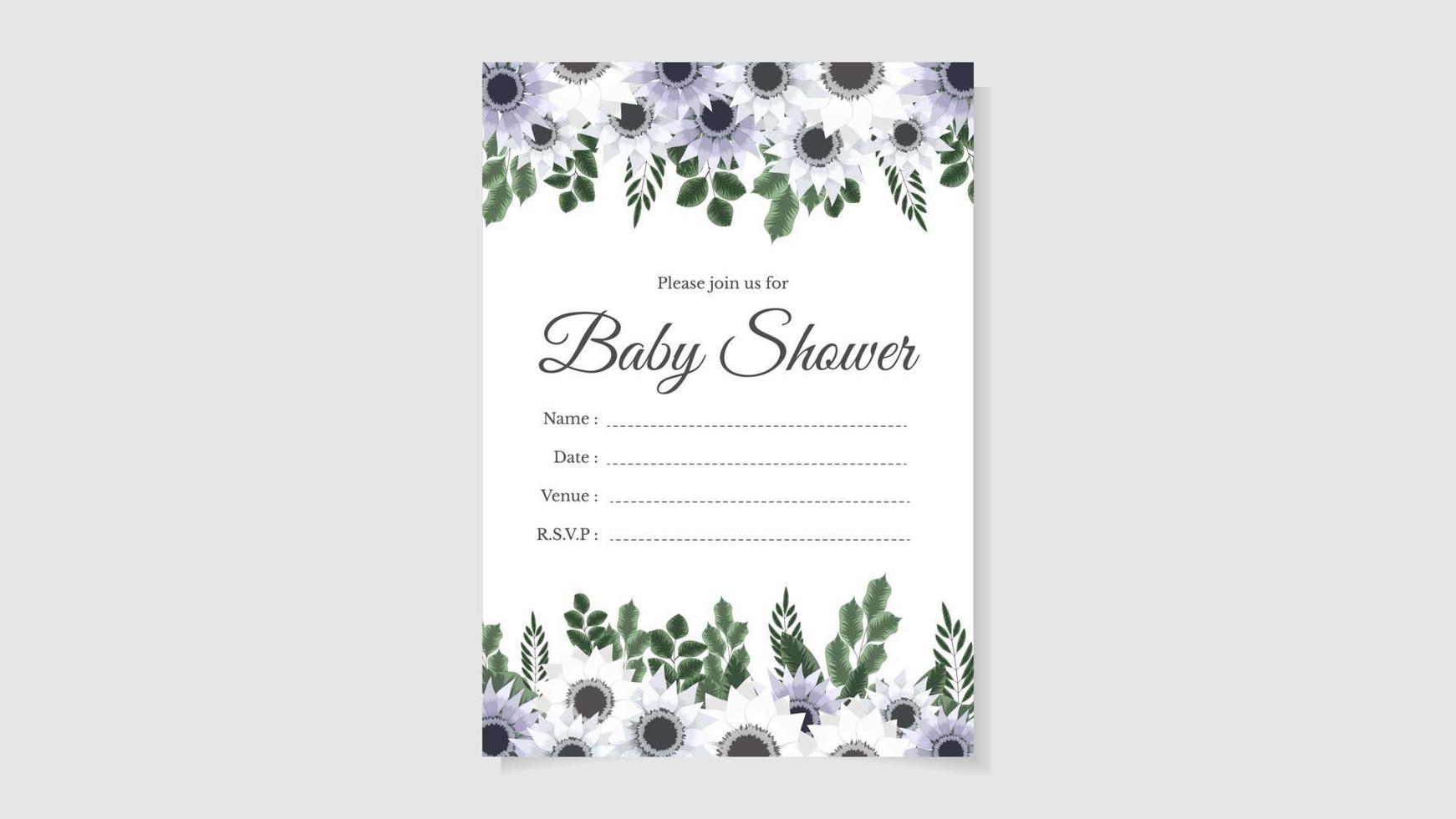 baby shower party invito carta sfondo floreale fiore carino modificabile vettore