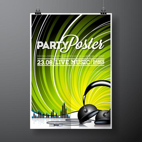 Vector Party Flyer Design con elementi musicali