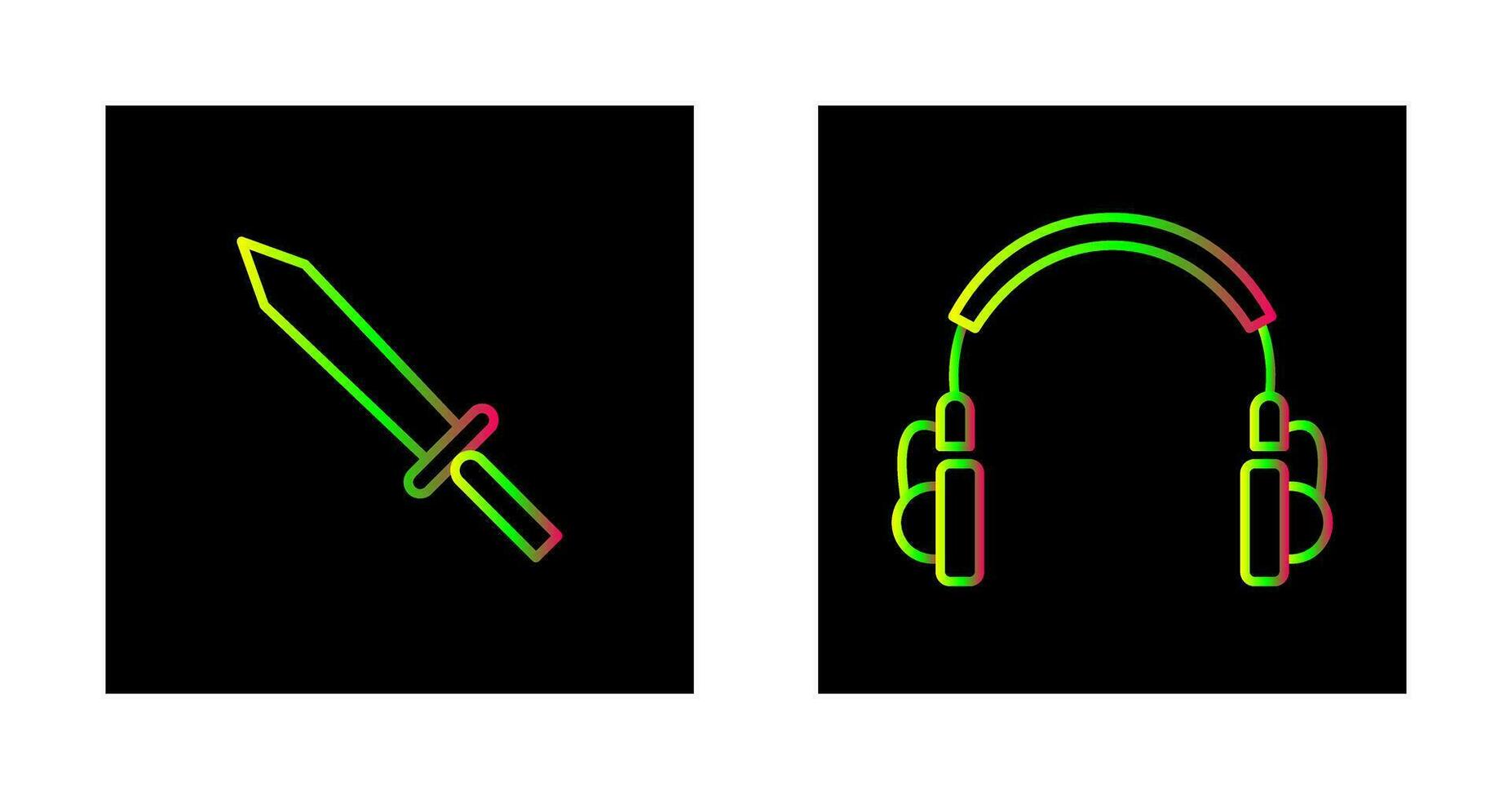 cuffie e spada icona vettore