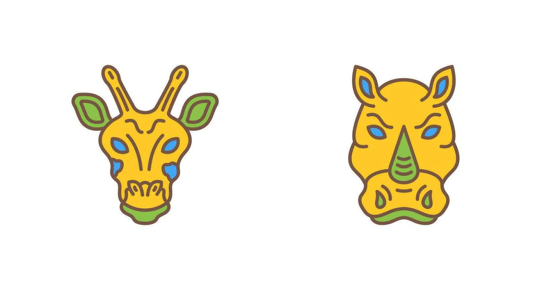 giraffa e rinoceronte icona vettore