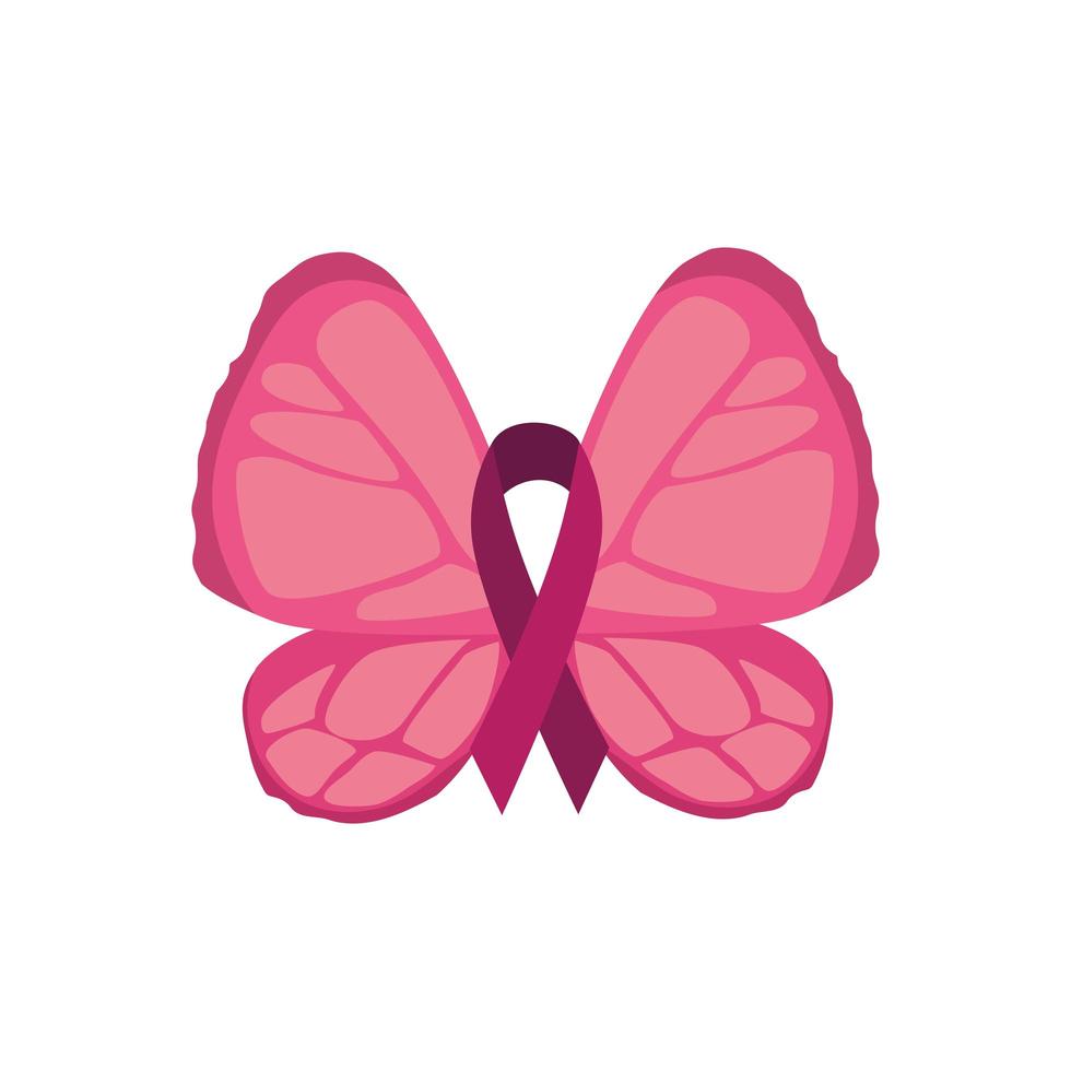 farfalla con nastro della lotta contro il cancro al seno vettore