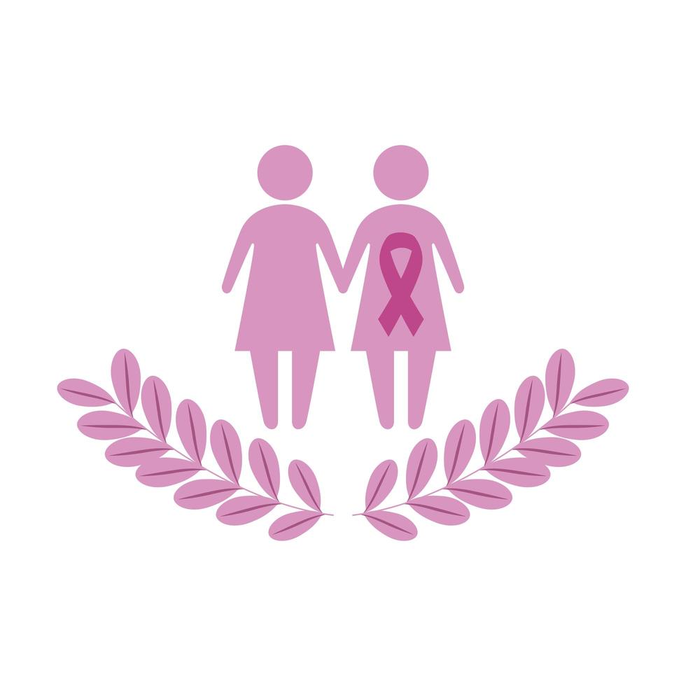 silhouette femminile della lotta contro il cancro al seno vettore