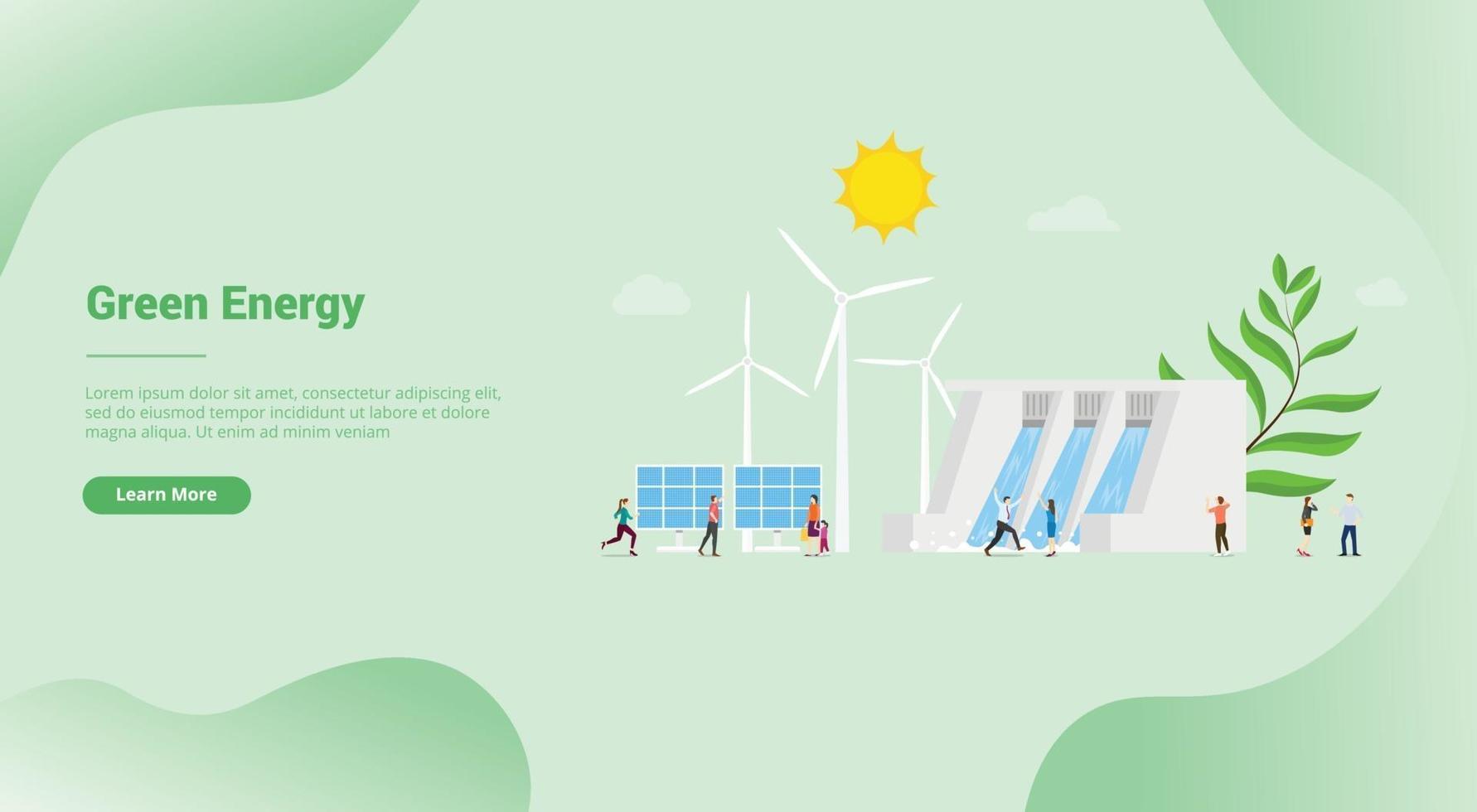 energia rinnovabile o energia verde per il modello di sito web vettore
