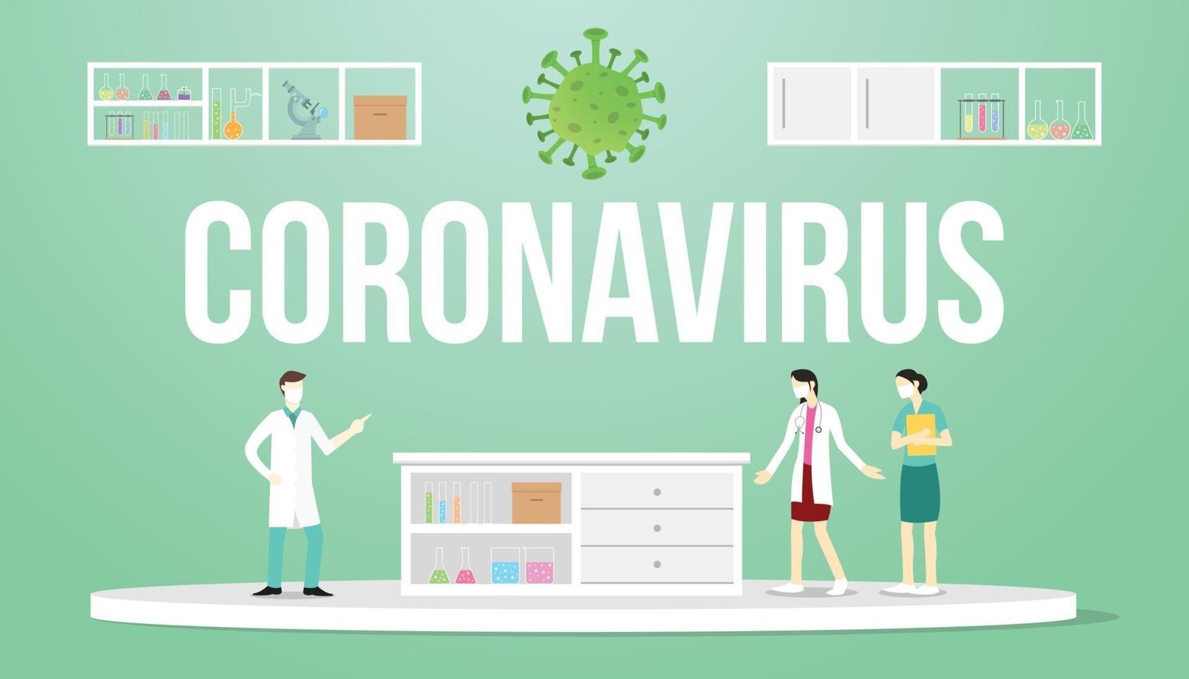 concetto di coronavirus con medico e infermiere con sistema sanitario vettore
