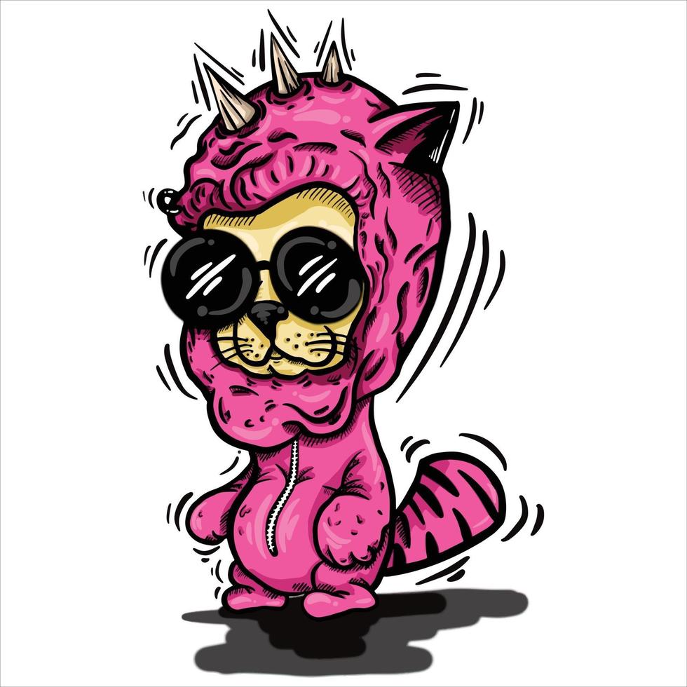 illustrazione di un simpatico gatto che indossa giacca e occhiali in costume vettore