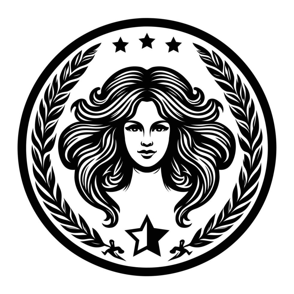 donna viso vettore logo design