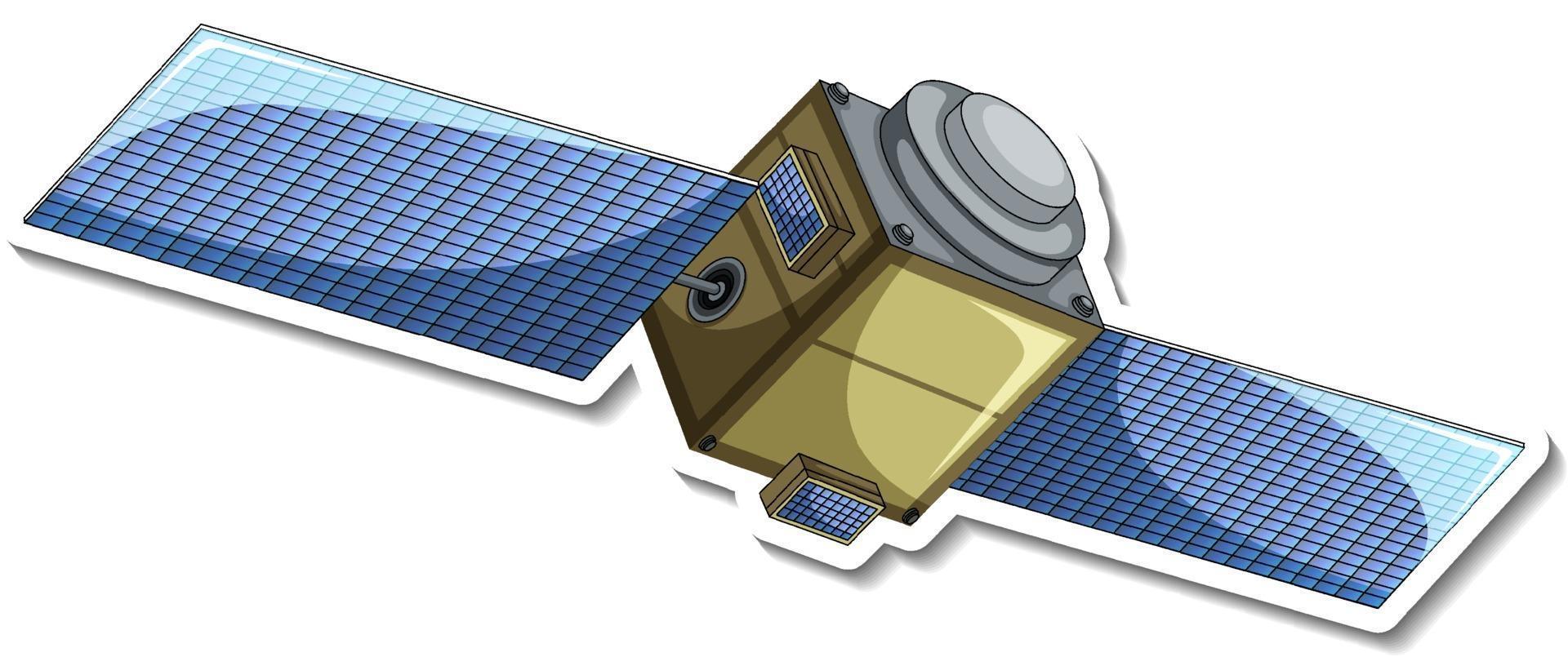 un modello di adesivo con satellite in stile cartone animato vettore